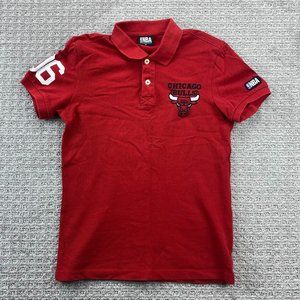 NBA Chicago Bulls Shirt Women Medium M Red Basketball Casual Polo Embroidered